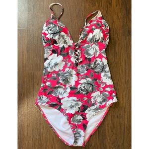 Pink Adore Me Floral One Piece Swim Bathing Suit